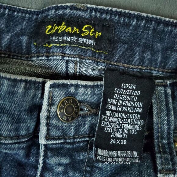 Urban Star Jeans Mens 32x30 Dark Wash Straight Leg Stretch Denim Blue Y2K Street - Picture 2 of 15